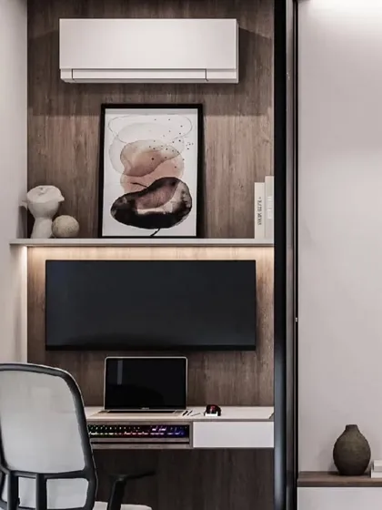 A compact and efficient workspace, showing how a small nook can be transformed into a functional home office.