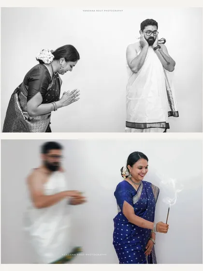 An artistic collage from a Gruha Pravesh, using motion blur to add a dynamic feel to the traditional rituals. I enjoy adding a creative touch to my event coverage.