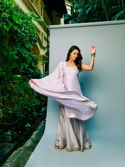 The movement of this lilac House of Masaba sharara is just beautiful. It’s a fun and flirty option for any festive occasion.