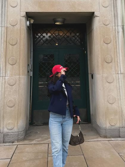 A candid moment from the same series, adding a natural and unposed feel.