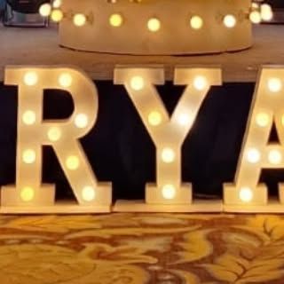 A close-up of the name "RYAN" spelled out in large marquee letters. This is a popular choice for making the birthday child the star of the show.