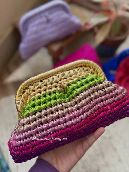 For a touch of glamour, we designed this metallic yarn clutch. It’s perfect for parties, weddings, or any special occasion where you want a chic, elegant accessory. The handwoven metallic yarn gives it a subtle shimmer that catches the light beautifully.