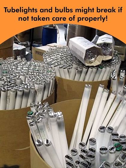 Fluorescent tubelights and bulbs contain hazardous materials and can break easily. It's important to have a safe collection point for this e-waste before it's sent to a specialized recycler.