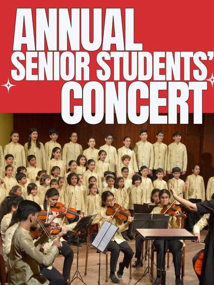 The announcement for our Annual Senior Students' Concert, an event that showcases the incredible talent of our most advanced students in choir and instrumental music.