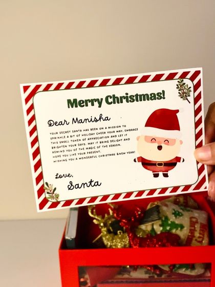 The magic of Secret Santa. I love creating personalized notes to make every surprise feel extra special and heartfelt.