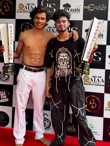 My student Atul and I with our hard-earned winner and runner-up trophies from Nacho Dil Se.