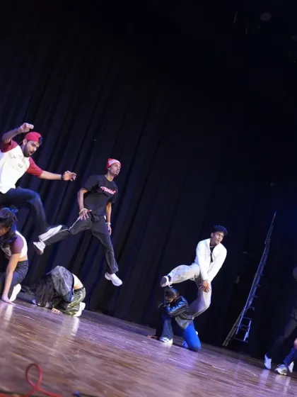 An explosive mid-air shot from rehearsals. The energy and athleticism on display is just a preview of the banger night ahead.