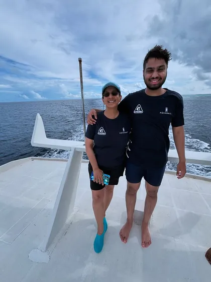A mother and son duo on our Maldives trip. Scuba diving is an incredible activity for families to share.