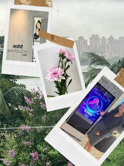 An aesthetic collage with polaroids from my gig at Mayouchi, mixed with scenic shots. This captures the overall vibe of the experience.