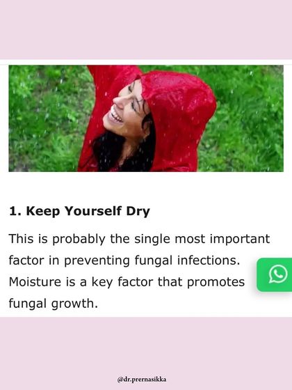 As featured in Times Entertainment, here is my first tip for preventing fungal infections during monsoon: keep yourself dry. Moisture is the primary factor that promotes fungal growth, so changing out of wet clothes promptly is essential.