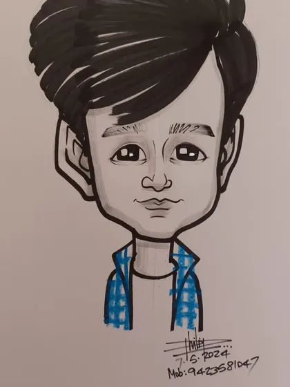 A simple and cute caricature of a young boy. These quick sketches are perfect for keeping kids engaged at parties.