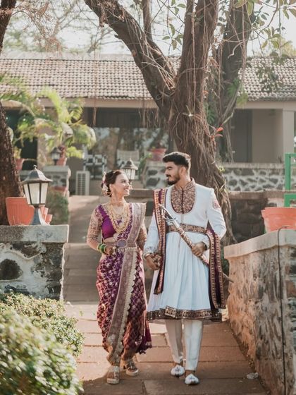 A romantic walk through a beautiful garden path for this stunning couple.
