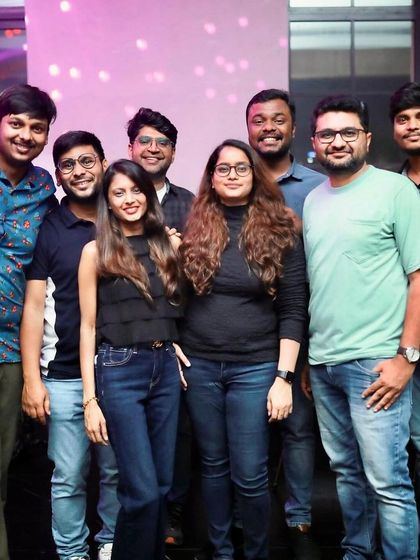 A big group of friends having a great time.