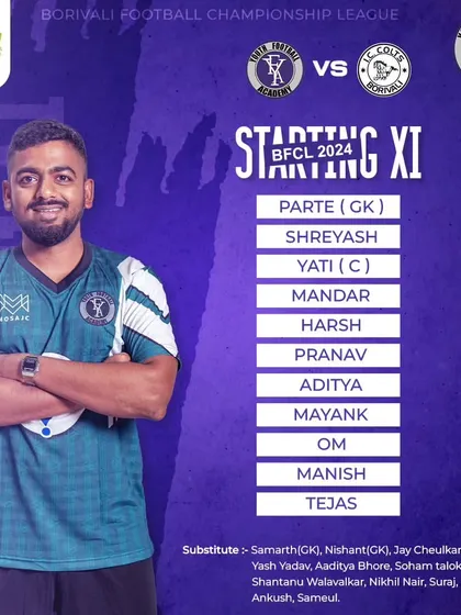 Announcing our starting XI against the I.C. Colts. A strong lineup featuring a mix of experienced players and young talent, ready for the challenge.