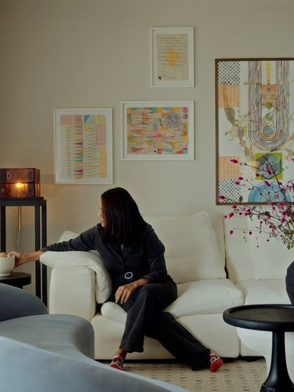 A candid moment in the living room, showing how the space is designed to be lived in and enjoyed.