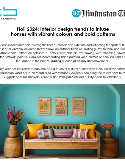 Our founder's insights on Holi-inspired interior design were featured in the Hindustan Times, where he emphasized extending festive decor outdoors with whimsy and color.