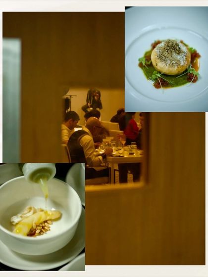More scenes from the 'Modern Luxury' dinner, capturing the elegant atmosphere and the detailed presentation of each course.