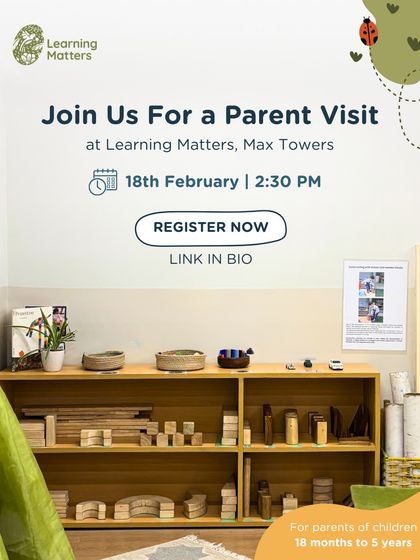 Join us for a Parent Visit at our Max Towers location. This is an opportunity for parents of children aged 18 months to 5 years to explore our environment and learn about our approach.