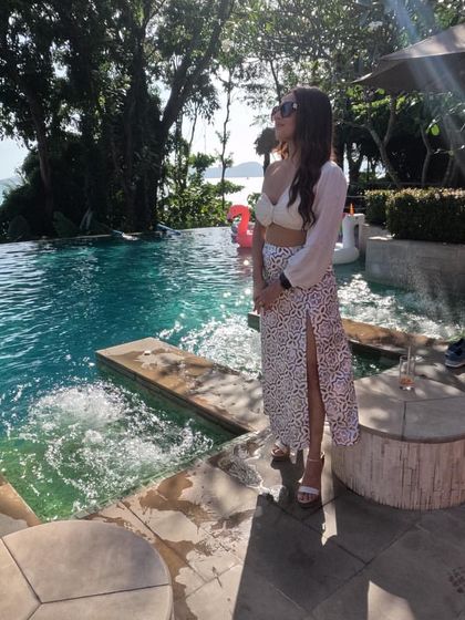 A happy, relaxed moment by the pool in Thailand. Being an emcee can be demanding, so I make sure to find time to unwind and enjoy the beautiful locations my work takes me to.