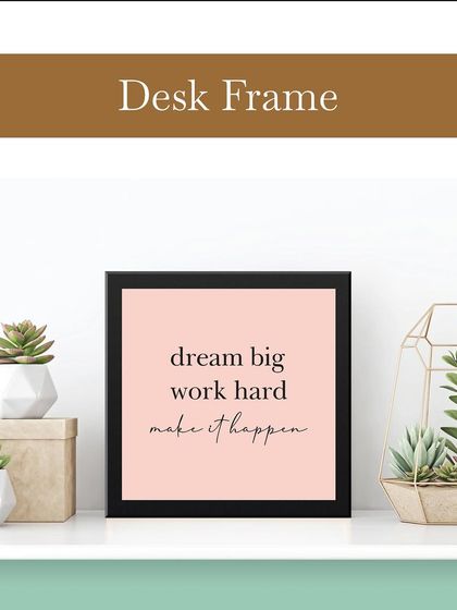 Inspire your new team members from day one. This "dream big work hard" desk frame is a popular item for our onboarding kits, adding a dose of motivation to any workspace.