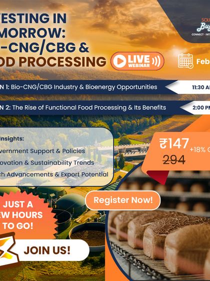 This "Final Call" ad for our webinar on Bio-CNG and Food Processing uses an hourglass to create urgency. It highlights the opportunity to unlock a ₹45,000 Cr+ market and gain insider strategies from our live Q&A sessions.