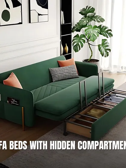 A sofa bed with hidden compartments is a perfect solution for small apartments. It provides comfortable seating, an extra bed for guests, and discreet storage for blankets and pillows.