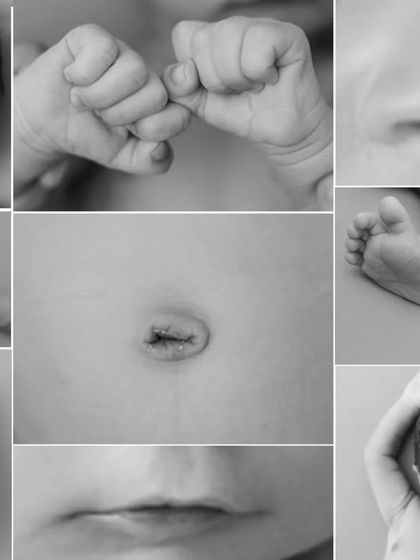 The black and white version of the details collage, giving it a classic and artistic feel.