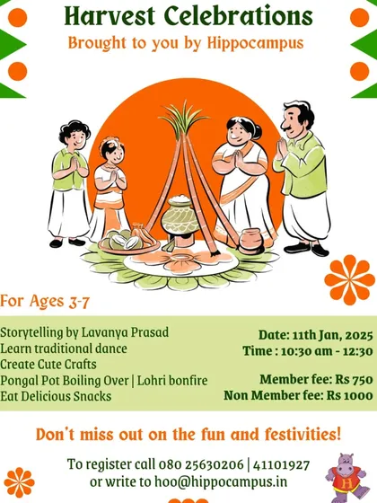 Our annual Sankranti Harvest Celebrations are a feast for the senses. We have traditional storytelling, dancing, a Pongal pot boiling over, a Lohri bonfire, and of course, scrumptious festive food.
