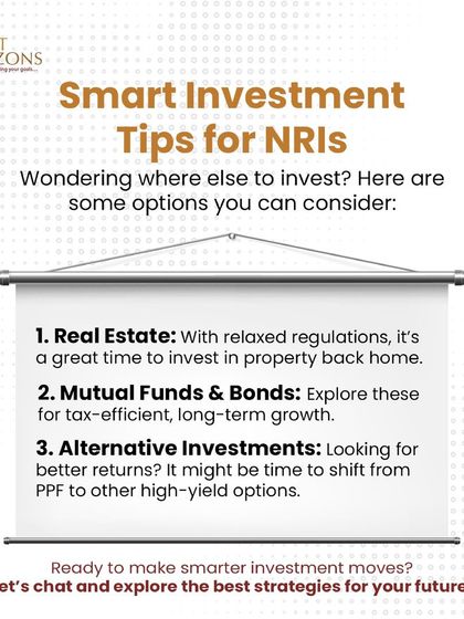 We provide smart investment tips for NRIs, especially in light of changing regulations for PPF accounts. We help NRIs explore alternative investment options like real estate, mutual funds, and bonds for tax-efficient, long-term growth.