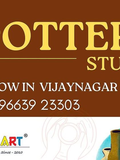 Announcement for our pottery studio in Vijaynagar, with details for booking a demo class.