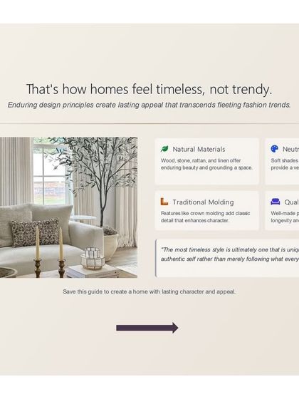 This is how homes feel timeless, not trendy. We focus on enduring design principles like using natural materials, neutral color palettes, and quality furniture to create spaces with lasting appeal.