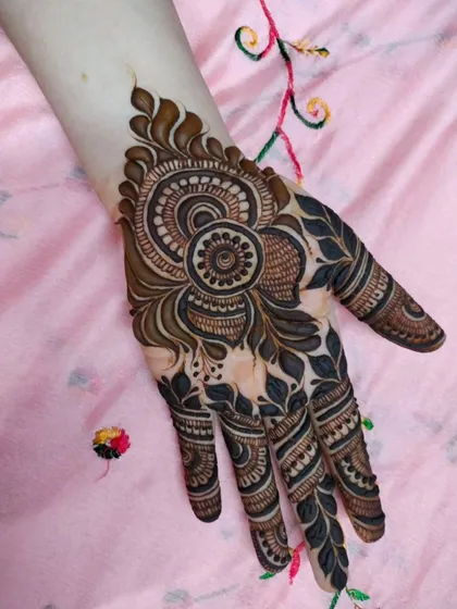 A bold and beautiful design featuring a large, shaded mandala on the back of the hand. This is a statement piece that's perfect for making an impression.