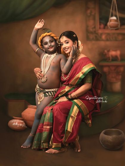 A joyful wave from our little Krishna. We encourage children to be themselves, resulting in natural and expressive portraits that capture their unique personalities.