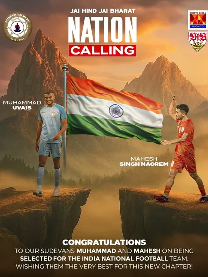 The nation is calling our Sudevans. We are filled with immense pride to see Muhammad Uvais and Mahesh Singh Naorem selected for the Indian National Football Team. This is the ultimate dream for every player who walks through our gates, and we provide the pathway to get there.