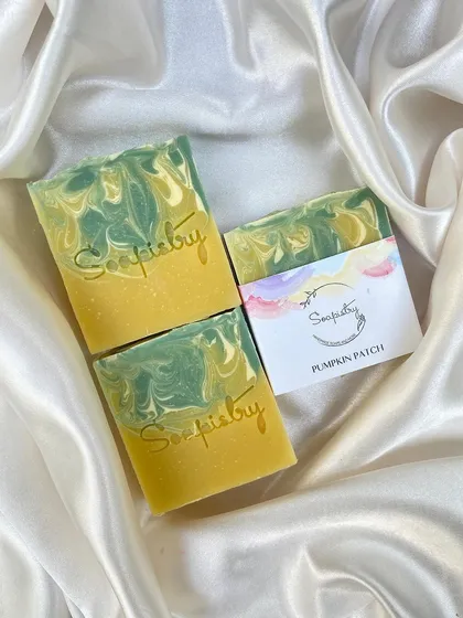 This is my Pumpkin Patch soap, made with real pumpkin puree! Pumpkin is rich in Vitamins A and C, which help to soften, soothe, and brighten your skin.