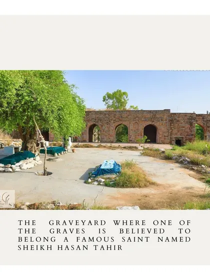 The tranquil graveyard believed to hold the tomb of Sheikh Hasan Tahir, a Lodi-period saint. This site within Jahanpanah highlights the spiritual landscape of medieval Delhi.