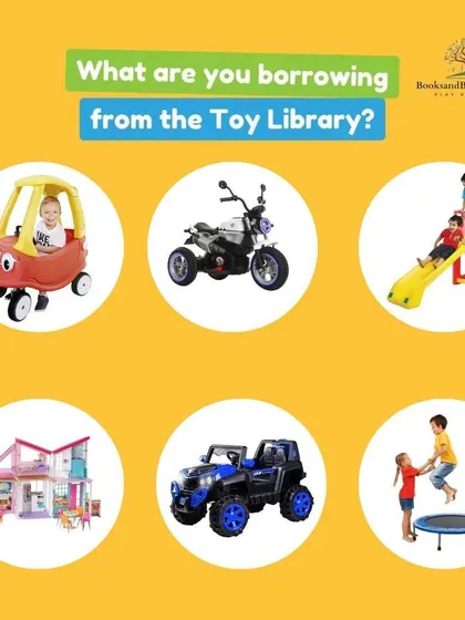 What will you borrow next? With options like ride-on cars, slides, dollhouses, and trampolines, the possibilities for play are truly endless with a library membership.