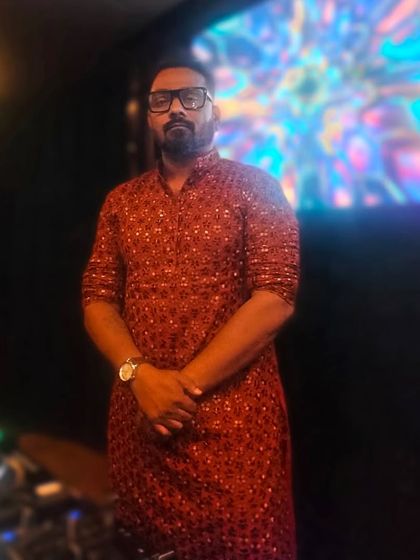 Dressed in ethnic wear for a Dussehra event. I adapt my style and music to fit the occasion, whether it's a festival, a club night, or a traditional celebration.