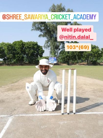 Nitin Dalal, our wicketkeeper-batsman, after his century.