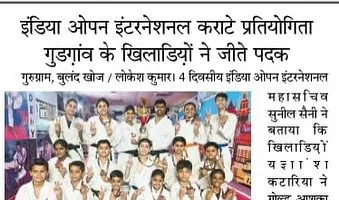 Another news clipping highlighting the medal wins by our Gurugram players at the India Open International Karate event.