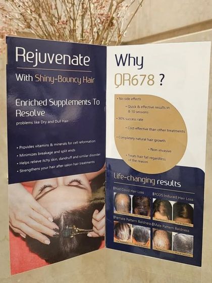 See the life-changing results of QR678. This non-invasive treatment has a 90% success rate in treating hair fall and various patterns of baldness, offering a cost-effective and natural solution for hair growth.