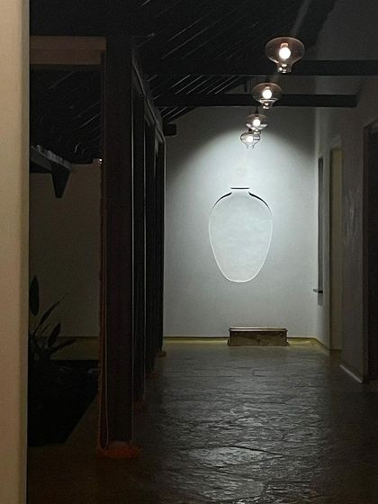 A detail from the Malenadu House in the Western Ghats, where a niche in the wall creates a dramatic play of light and shadow.
