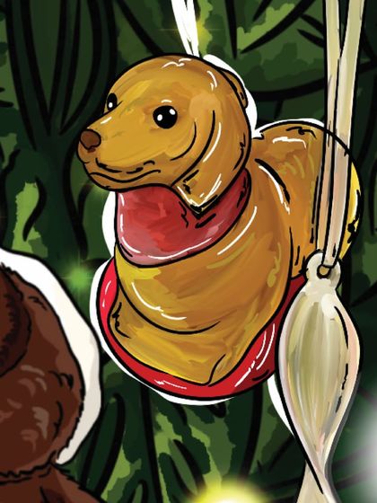 A custom-drawn dachshund ornament, immortalized as part of a family's Christmas story. I love including these small, meaningful elements.