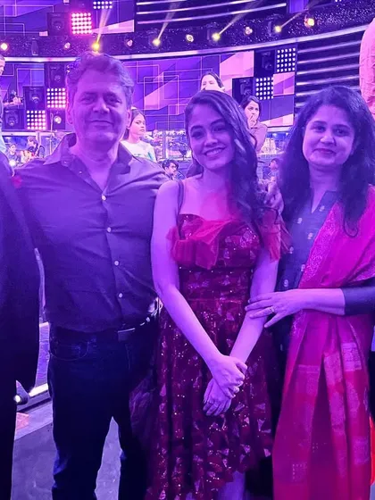 My family, my rock. This picture with them and host Aditya Narayan captures the incredible support system that got me through this journey.