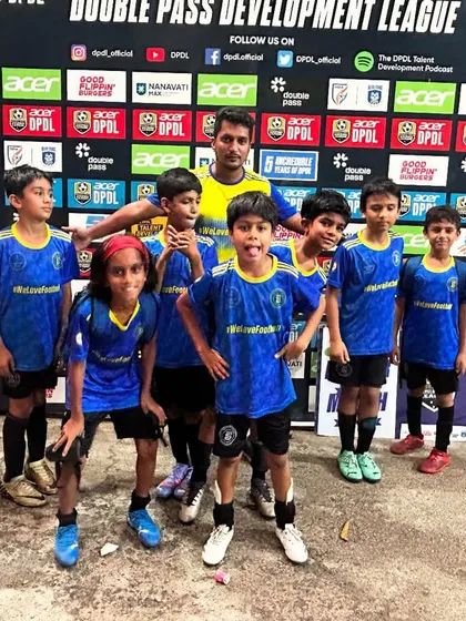 Our U9 team with their coach, celebrating a successful run in the DPDL Mumbai semi-finals.