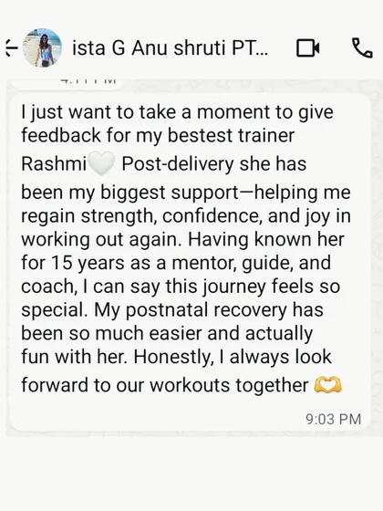 This message from a client on her postnatal fitness journey says it all. My goal is to be your biggest support, helping you regain strength, confidence, and the joy of movement after delivery. It's a journey we take together.