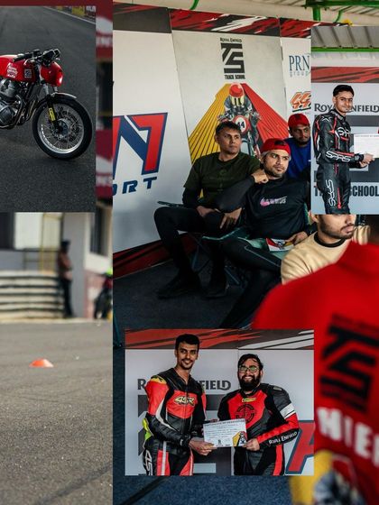 Celebrating success. This collage includes moments of instruction, on-track action, and the pride of receiving a graduation certificate.