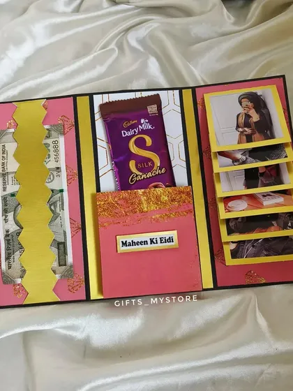 This Eid envelope is fully personalized with a name, a chocolate, and a waterfall of photos.
