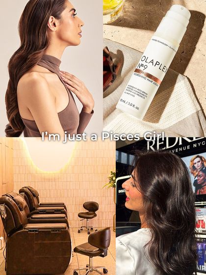 A Pisces girl's dream look. This mood board combines flowing, healthy hair with the serene and luxurious environment of our pedicure stations, capturing a dreamy and intuitive aesthetic.