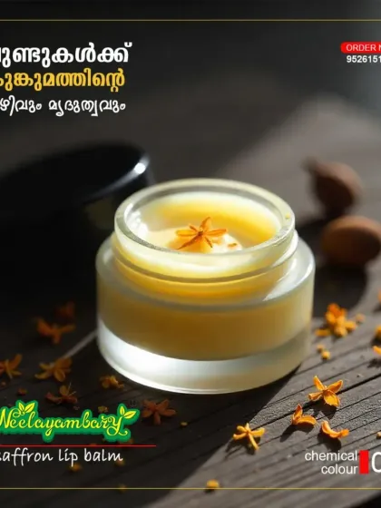 Here is my Saffron Lip Balm, made with 0% chemical colour. I use only pure saffron, cocoa butter, and natural oils to heal chapped lips and help with pigmentation. It’s a small jar of nature's goodness for your lips.